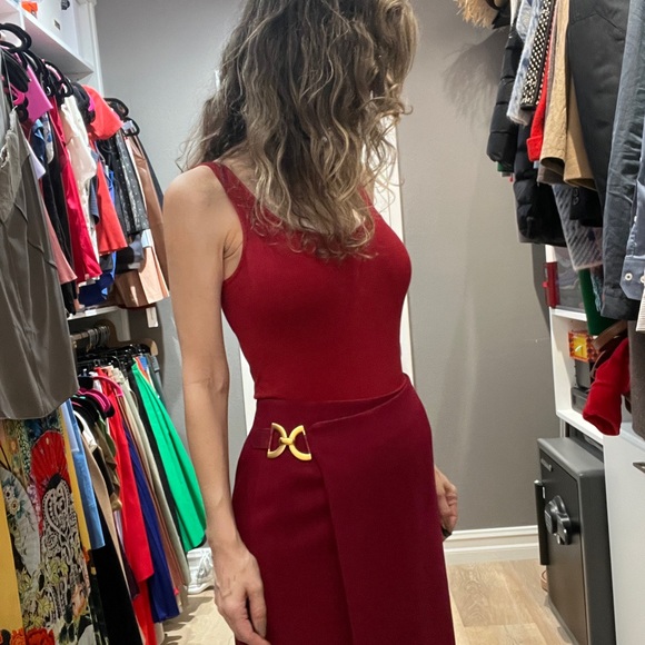 Celine Burgundy knee length skirt with zip in the back size 38. Pristine conditi - Picture 1 of 16
